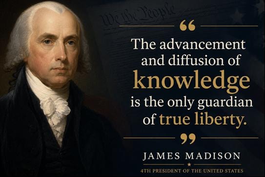 James Madison portrait with quote