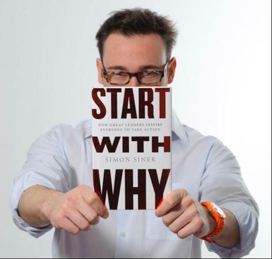 Person holding Simon Sinek's Start With Why book
